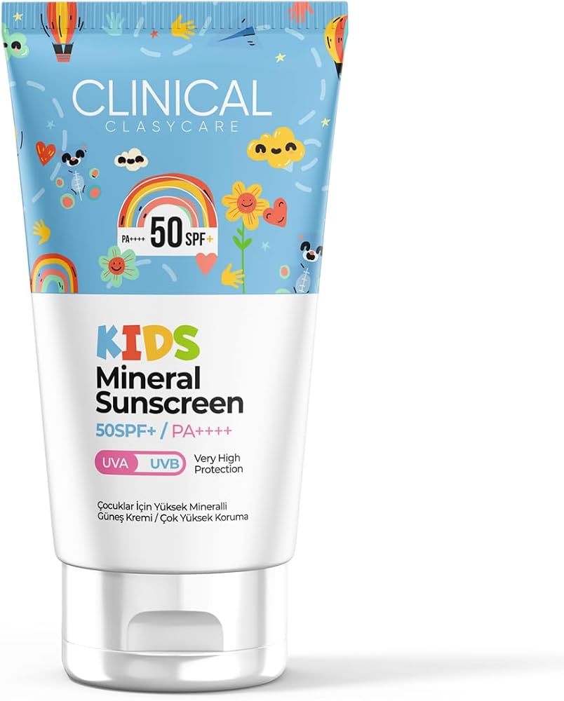 CLASYCARE Çocuk Mineral Güneş Kremi -Bebek ve Çocuk Güneş Losyonu | Geniş Spektrum UVA/UVB Koruması | Mercan Dostu, Hipoalerjenik, Seyahat Boy Hassas Cilt Güneş Kremi (SPF 50+ PA++++)