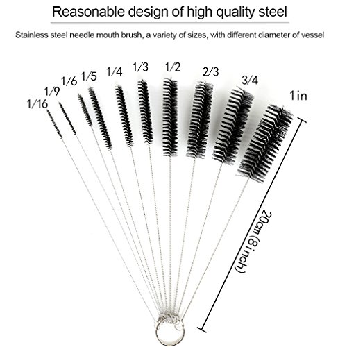 Luxebell Schlauchbürste Nylon Rohrreinigungsbürsten -Set für Trinkhalme , Gläser, Keyboards, Schmuck Reinigung, Set von 10 - 2