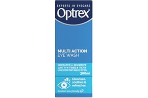 Optrex Multi-Action Eye Wash 300 ml - Relieves Tired, Itchy, And Dry Eyes, Allergies - Soothes Irritations, Inflammations - Eyelid Cleanser For Uncomfortable Conditions