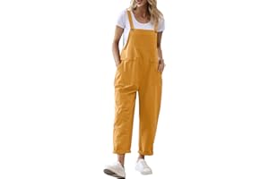 YESNO Damen Latzhose Sommer Oversize Trägerhose Beiläufig Loose Bib Pants Overall Baggy Jumpsuit Strampler Sommerhose mit Träger PV9DE