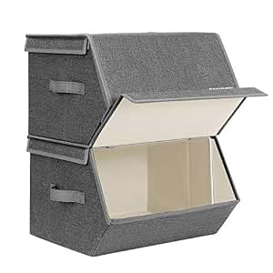 SONGMICS Boîte de Rangement, Pliable, avec Couvercle, Poignées
