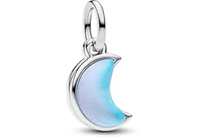 PANDORA Moments Mondsichel Doppelter Charm-Anhänger aus Sterling-Silber mit Kunstharz, Kompatibel ME und Moments, 794272C01