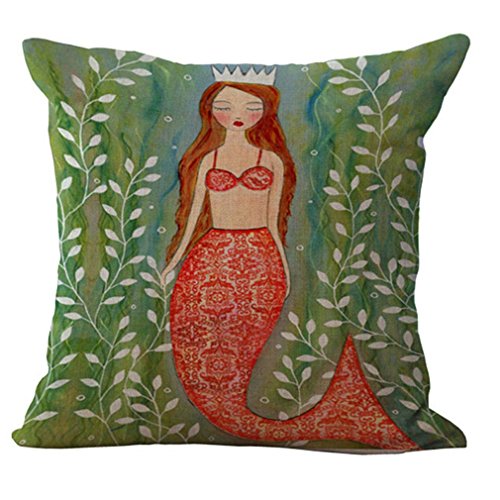 Nunubee Retro Meerjungfrau Baumwolle Leinen Dekor Kissenbezüge Kissenbezug Kissenhülle, Stil 5