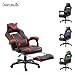 Produktbild Delman XXL Racing Bürostuhl Schreibtischstuhl Gaming Chair Drehstuhl Höhenverstellbar mit Fußstütze Fußablage mit Armlehnen Chefsessel Große Sitzfläche dicke Polsterung 11cm 02-0019 (Schwarz-Rot)