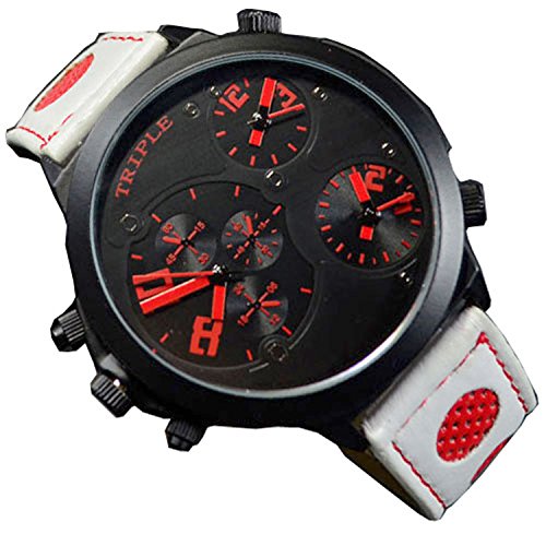 XXL Herrenuhr Triple Timer Schwarz Rot Weiss Retro Mega Retro Design UBoot, XXL Uhr jb-539