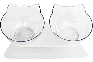 RAYINBLUE Doppio Ciotola per Cibo Gatti e Cani di Piccola Taglia per Alimenti per Animali in Piedi rialzata, Riduce la Pressione sulle Vertebre Cervicali