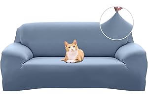 Jaotto Copridivano 2 Posti Elasticizzato, Fodera per Divano Elasticizzato Fantasia Antiscivolo Antimacchia, Copridivano con Braccioli Tessuto Super Morbido Universale,Grigio Blu