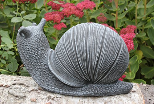 Gartenfigur Schnecke groß – Schiefergrau, Deko Figur Garten Stein frostsicher - 3