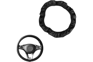 COYUN 1 Pezzo coprivolante per Auto, coprivolante in Pelle Elastica, Volante Antiscivolo per Veicoli, Accessori universali per Volante, Antiscivolo in Pelle PU Traspirante Copristerzo, Linea nera