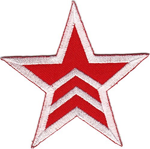 Patchking Ein Roter Stern mit 2 STREIFFEN und nem schönen weissen Rand Uniforme Aufnäher Abzeichen