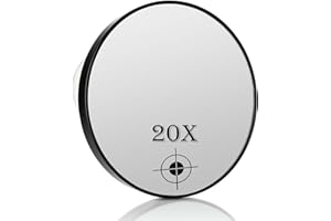 STEK 20X Magnifying Makeup Mirror, Round Makeup Mirror with Suction Cup Makeup Mirror Round Magnifying Makeup Vanity Mirror for Makeup Application Magnified Hand Mirror for Tweezing Bedroom Bathroom