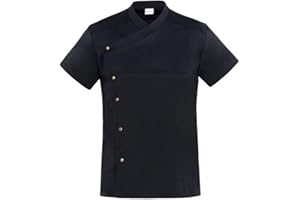 GIBLOR'S Giacca Cuoco/Chef LAPO Manica Corta, abbottonatura Laterale, Bottoni a Pressione