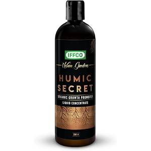 IFFCO Urban Gardens - Humic Secret - 200 ML - Humic Acid   Fulvic Acid   Bio-Potash - Organic Liquid Fertilizer for Plants, Soil Conditioner & Root Growth Promoter - 100% Water Soluble