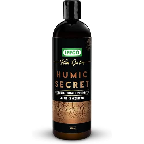 IFFCO Urban Gardens - Humic Secret - 200 ML - Humic Acid   Fulvic Acid   Bio-Potash - Organic Liquid Fertilizer for Plants, Soil Conditioner & Root Growth Promoter - 100% Water Soluble