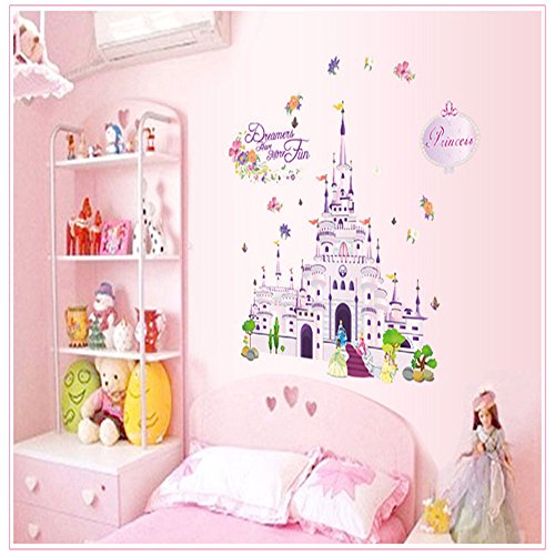 Cartoon Dream Castle Princess Wall Sticker Vinyl Waterproof Decal Home Decoration for Children Room