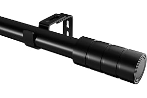 Venwemong Curtain Poles Black Curtain Pole with Brackets Fittings Set Extendable Curtain Poles for Living Room, Bedroom or Kitchen(90-175CM, Black)