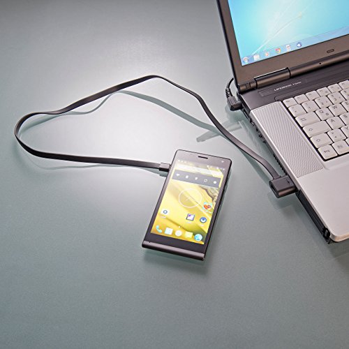 Callstel Micro-USB-Lade- & Daten-Flachkabel mit durchgeschleiftem USB-Port, OTG - 2