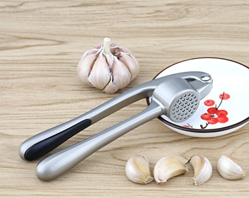 Teckmond Knoblauchpresse Garlic Press mit rostfreier Legierung, weichgehandeltes High-End Gewicht für Küche Knoblauchpeeling - 6