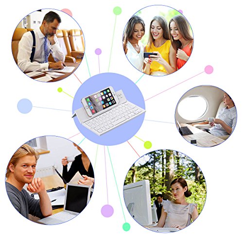 Faltbare Aluminium Bluetooth QWERTY Tastatur für Sony Xperia Z4 Tablet SGP712 – F18 Weiß - 4