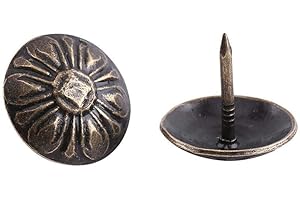 Hilitand - Clavos para tapicería, 100 tachuelas para tapicería, clavos para muebles, remaches de sofá, tachuelas para manualidades, latón antiguo (16 x 15 mm)