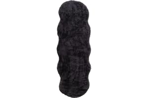 Knutzen Wohnen Arvid Deluxe Kunstfell Teppich 55 x 160 cm Anthrazit - Kunstfell Stuhlauflage - Fellteppich - Lammfell Schafsfell Imitation - Dekoratives Element für jeden Wohnraum