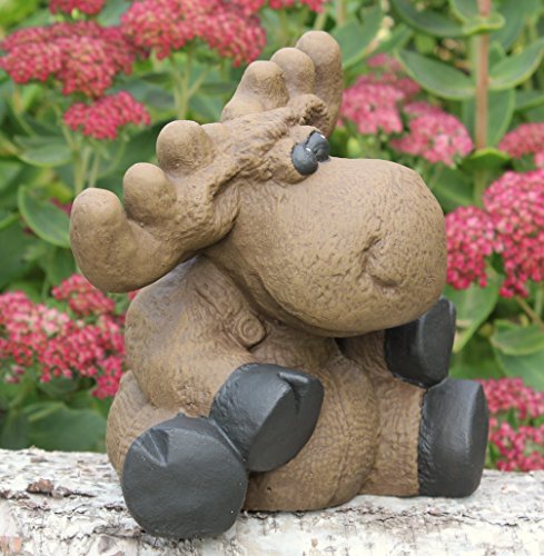Steinfigur Elch sitzend – Hellbraun, Deko, Figur, Garten, Stein, frostsicher - 3