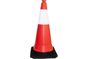 BERRY Traffic Cone PPC with PVC Base | 30" - 75 CM Road Safety Cone With Reflective | High Visibility Red Street Cone | Portable Wind Resistant Traffic Cone with Black Base