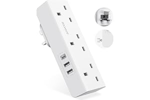 ANVODE Multi Plug Extension with USB C Slot, 3 Way Plug Wall Charger Socket, Multi Outlets Extender Adapter UK for School, Home, Kitchen, Office (White)