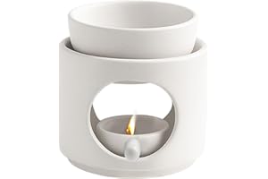 Bcuuozeeing Quemador de cerámica con portavelas, lámpara aromática para aceites esenciales, lámpara aromática con cuchara de vela, quemador de incienso para cera aromática y aceite aromático