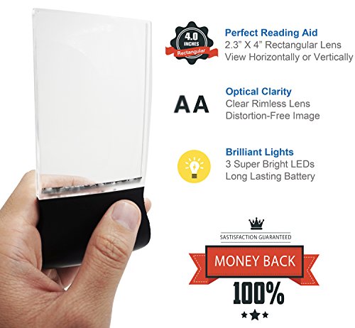 Fancii 2X Lupa Rectangular para Leer Libros con Luz LED - Lente de Aumento sin Distorsi n y sin Marco 58 x 102mm - para Peri dicos y Mapas Personas Mayores o con Mala Visi n Fancii 2X Lupa Rectangular para Leer Libros con Luz LED - Lente de Aumento sin Distorsi n y sin Marco 58 x 102mm - para Peri dicos y Mapas Personas Mayores o con Mala Visi n