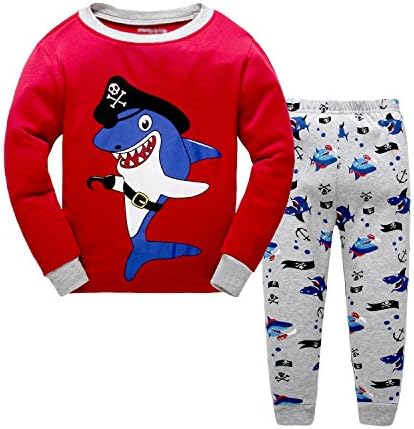 LLXX Toddler Girls Boys Excavator Truck Shark Pyjamas Sets 2-7 Years (6Y, Shark)