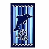 Serviette De Plage XXL Femme Microfibre Grande Draps De Bain 100x180cm pour Voyage Plage , Yoga ,Piscine, Gym, Camping, Salle De Fitness, Sports - Séchage rapide, Léger, Absorbent-Dauphins