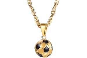 PROSTEEL Football Necklace Soccer Pendant with Adjustable Chain, Engraved Available Silver/Gold Plated 316L Stainless Steel Sports Jewellery for Men Teen (Send Gift Box)