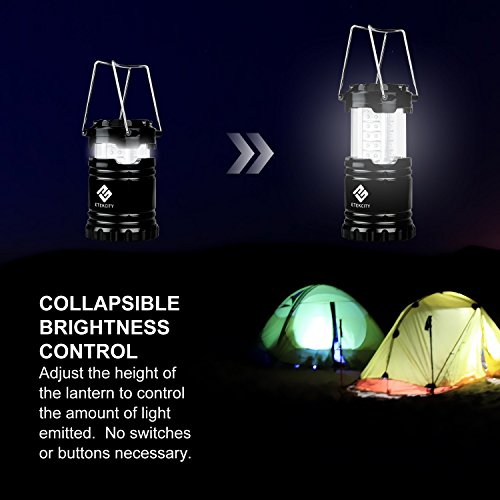 Etekcity Faltbare 2er LED Campinglampe Camping- und Garten- Laterne, Ideal für Terrasse, Camping, Wandern, Notfall, Outdoor-Aktivitäten, Schwarz - 5
