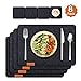 Produktbild Gretrue Edles Platzset Filz 8er Set anthrazit - Premium Tischset Filzuntersetzer - Premium Platzset Waschbare Tischuntersetzer Platzdeckchen - Glas-Untersetzer Abwischbar grau Untersetzer Filzmatte