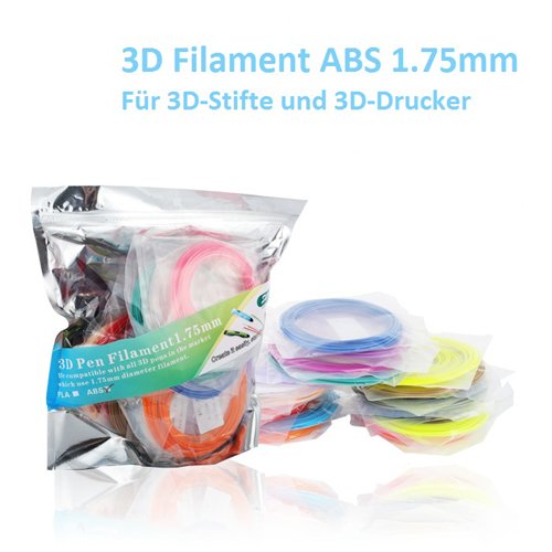 3D Druckstift Stift, Intelligenter 3D Pen 3D Stift 3D Druckstift 3D Printing Pen Dritte Generation mit 2 Packs Filaments EU Adapter für Freihand 3D Zeichnungen – 3D Printing Filament aus PLA/ABS Material in 20 Farben - 2