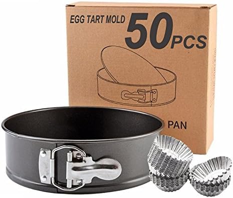 Bakeware 7.9 inch Springform Pan and 50 PCS Reusable Egg Tart Mold (Set of 51 pcs) B-0021/T-0102 Guaranteed Quality by Homesupplier