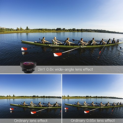 2 in 1 Phone lens Handy Objektiv Set - Clip On handy Kamera Adapter (0.6x 130Â° Weitwinkelobjektiv, 15X Makroobjektiv ) for iPhone Samsung Galaxy HTC LG Sony IOS & Android Smartphones usw (2 in 1 Schwarz)