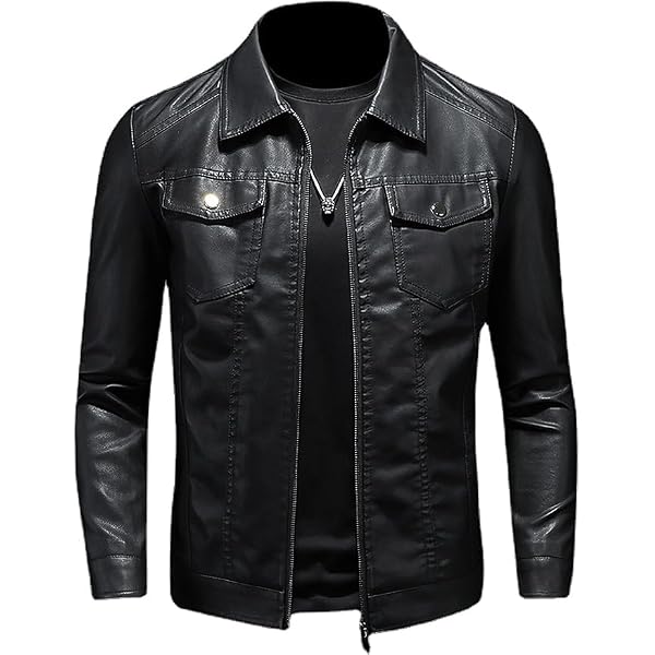Buy Classic Motorcycle Leather Jacket, Black, Quilted Sleeves
