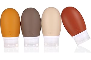 LIYUABU Flacons de Voyage,4pcs 60ml Étanches Bouteille de Voyage Silicone,Rechable Rechargeable Portable Vide de Voyage Bouteilles Accessoires pour Articles de Toilette Lotion,Revitalisant,Shampooing