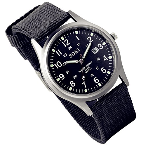 Lancardo Damen Herren Armbanduhr, Casual Retro Kalender Analog Quarz Sportuhr mit Geflochten Nylon Band , Luminous Gauge-Nadeln, schwarz Lancardo Damen Herren Armbanduhr, Casual Retro Kalender Analog Quarz Sportuhr mit Geflochten Nylon Band , Luminous Gauge-Nadeln, schwarz