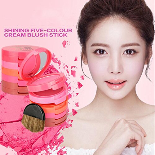 Blush Palette Erröten Palette 5 Farben Rouge Contour Palette mit Rougepinsel Professionelle 5 Farben Gesicht Puder Palette Make-up Wasserdicht Puder Powder Make Up Kosmetik Set – Ideal für Sowohl den Professionellen als auch Persönlichen Gebrauch - 4