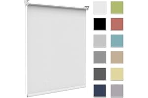 Zarnan Store Enrouleur Occultant sans Perçage, Isolant Thermique pour Fenêtre ou Porte, Facile à Installer, Protéger Votre Vie Privée, pour Chambre,Salon, Salle de Bain,Blanc,65l x 130L cm
