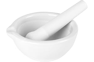 stonylab Porcelain Mortar and Pestle Set, 100 mm Porcelain Mortar, Heavy Duty Unglazed Grinding Surface, Laboratory Thick Grinder
