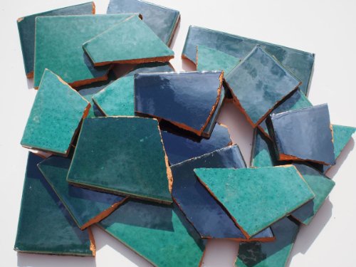 900g Bruchmosaik, Mosaikfliesen aus handgefertigten mexikanischen Fliesen - Grün - Töne