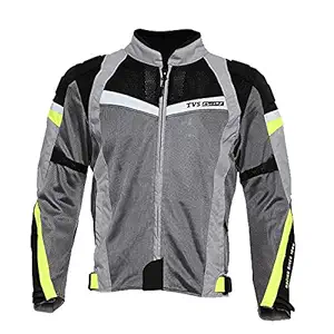 TVS Polyester Riding Jacket - Level 2 (Neon Line, XL)