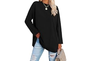 Ebifin Oversize Langarmshirt Damen Longshirt Rundhalsausschnitt Oberteil Langarm T Shirts Pullover Basic Tunika Tee Tops.