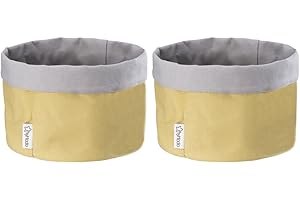 myHodo Set di 2 Cestini Portaoggetti in Tessuto (16cm) 100% Cotone, per Medicine, Cosmetici, Gioielli e Oggetti per Bambini, per Tavolo da Toeletta, Fasciatoio e Bagno, Contenitore Pieghevole (Giallo)