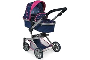 Bayer Chic 2000 - Passeggino per bambole Mika, passeggino combinato 2 in 1 per bambini dai 4 agli 8 anni, stelle navy, rosa