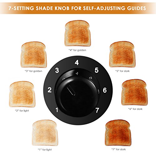 Aicok Toaster 2 Scheiben, Cool Touch Toaster mit 7 Toast Einstellungen, einfach zu reinigen, schwarz - 3